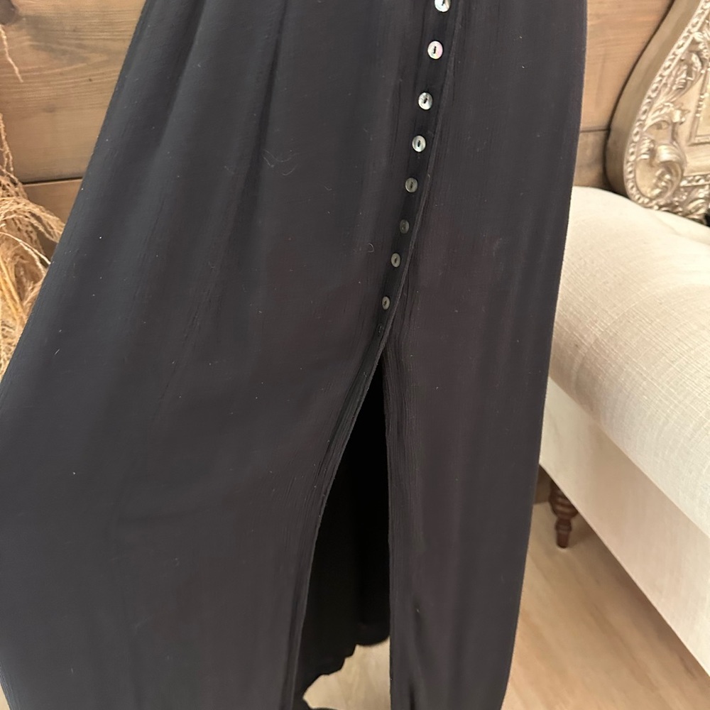 Free People black racer back tank button front maxi dress - Picture 2 of 6